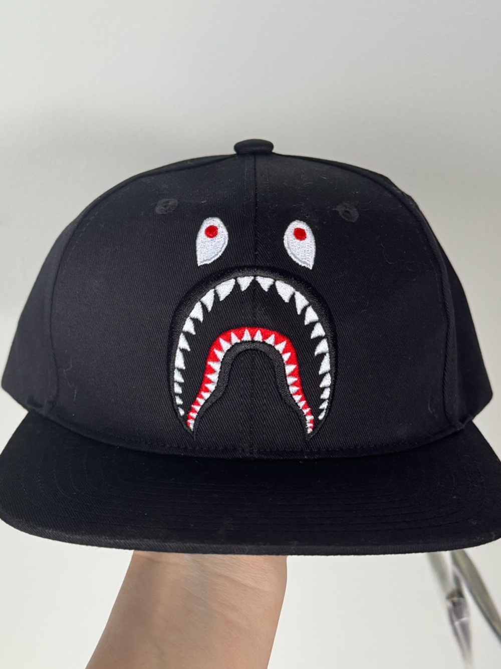 Bape Black Snapback Hat with Multicolor Embroidered Logo